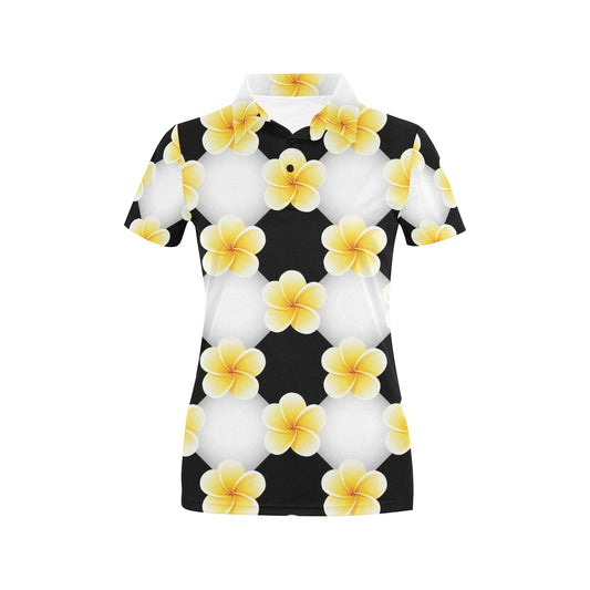 Plumeria Pattern Print Design A04 Women's Polo Shirt