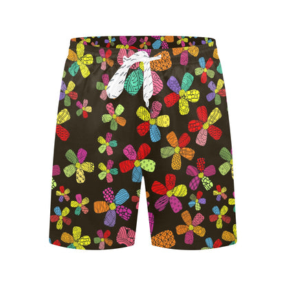 Flower Power Colorful Print Pattern Men's Swim Trunks Beach Shorts
