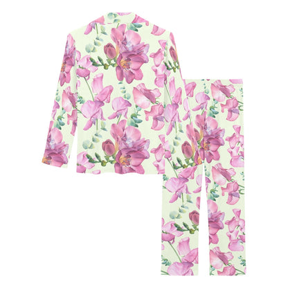 Peony Pattern Print Design PE011 Women's Long Pajama Set
