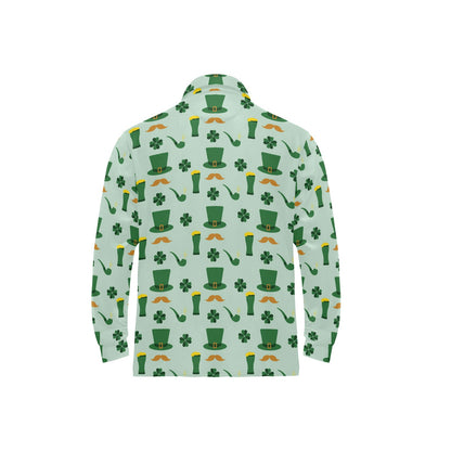 St Patricks Day Print Design LKS304 Long Sleeve Polo Shirt For Men's