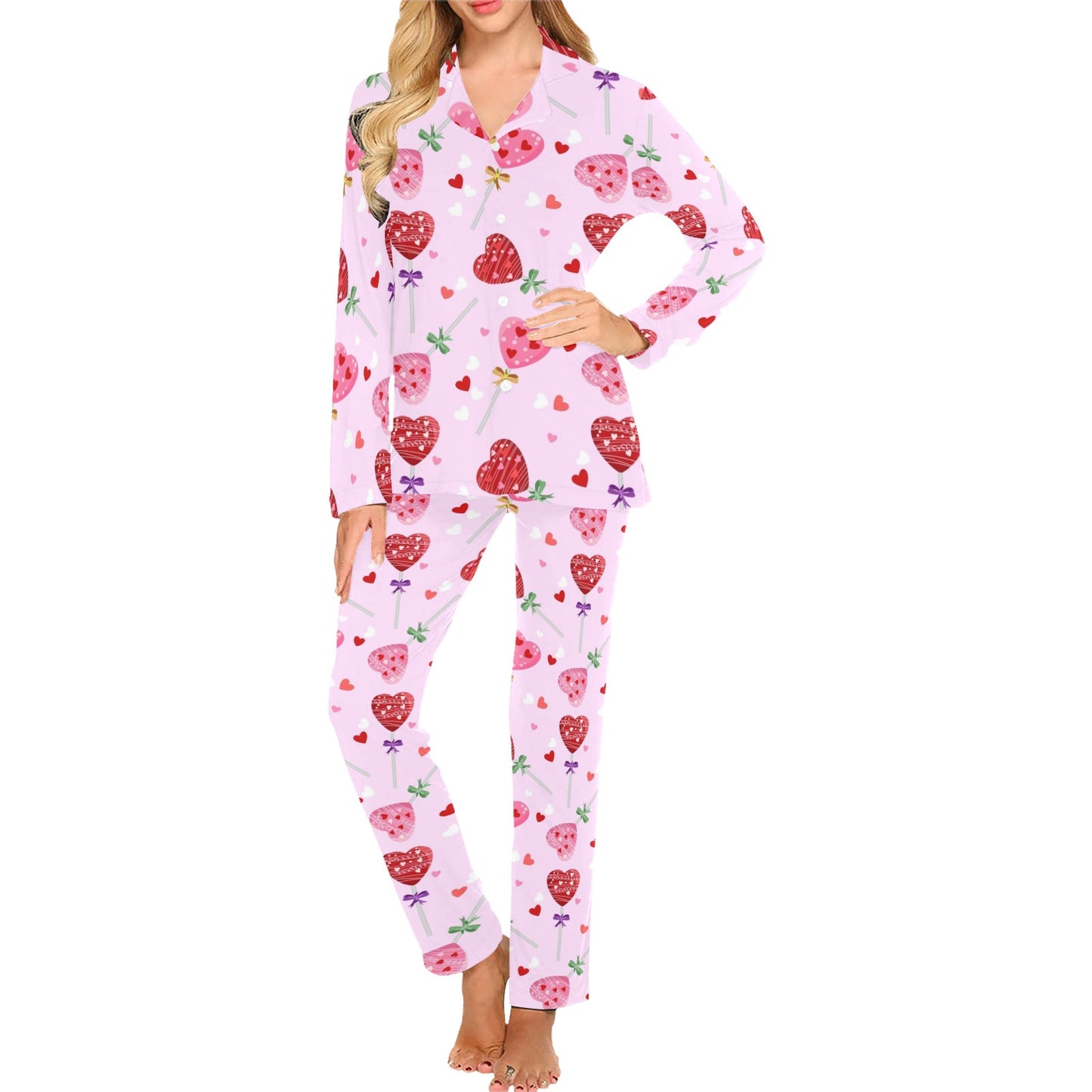 Lollipop Pattern Print Design LL07 Women's Long Pajama Set