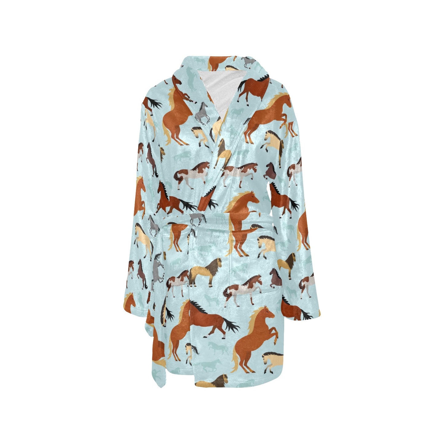Horse Cute Themed Pattern Print Women's Fleece Robe