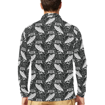 Tribal Pattern Print Design LKS308 Long Sleeve Polo Shirt For Men's