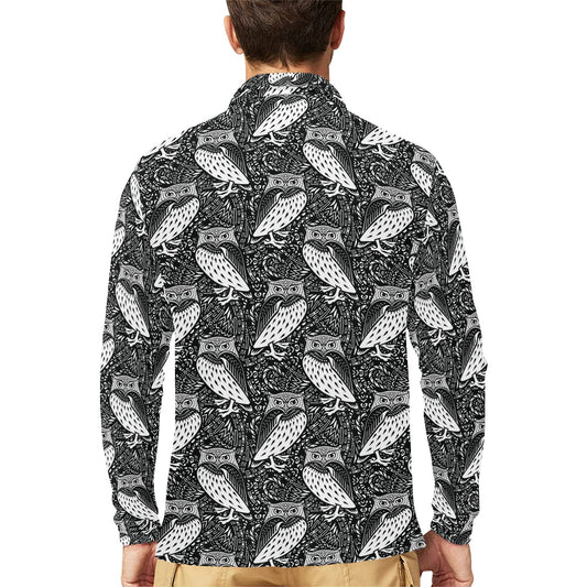 Tribal Pattern Print Design LKS308 Long Sleeve Polo Shirt For Men's