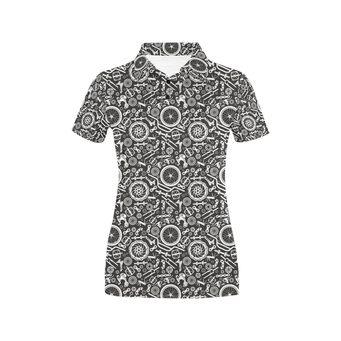 Bicycle Tools Pattern Print Design 02 Women's Polo Shirt