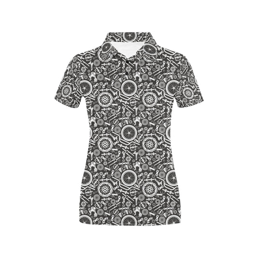 Bicycle Tools Pattern Print Design 02 Women's Polo Shirt