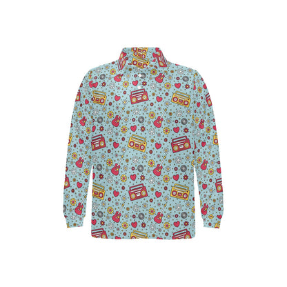 Hippie Print Design LKS307 Long Sleeve Polo Shirt For Men's