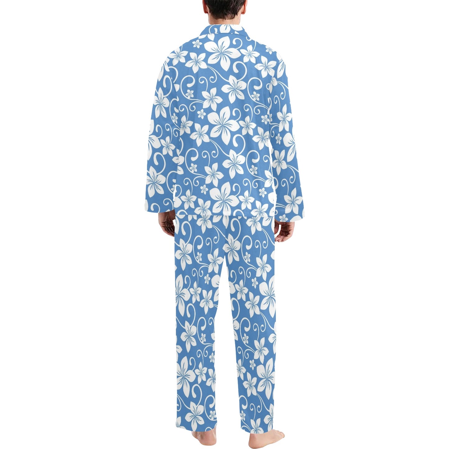Hibiscus Pattern Print Design HB09 Men's Long Pajama Set
