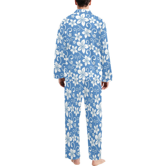 Hibiscus Pattern Print Design HB09 Men's Long Pajama Set