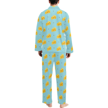 Cheese Pattern Print Design 02 Men's Long Pajama Set