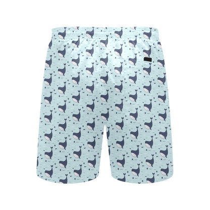 Whale Cute Design Themed Print Men's Swim Trunks Beach Shorts