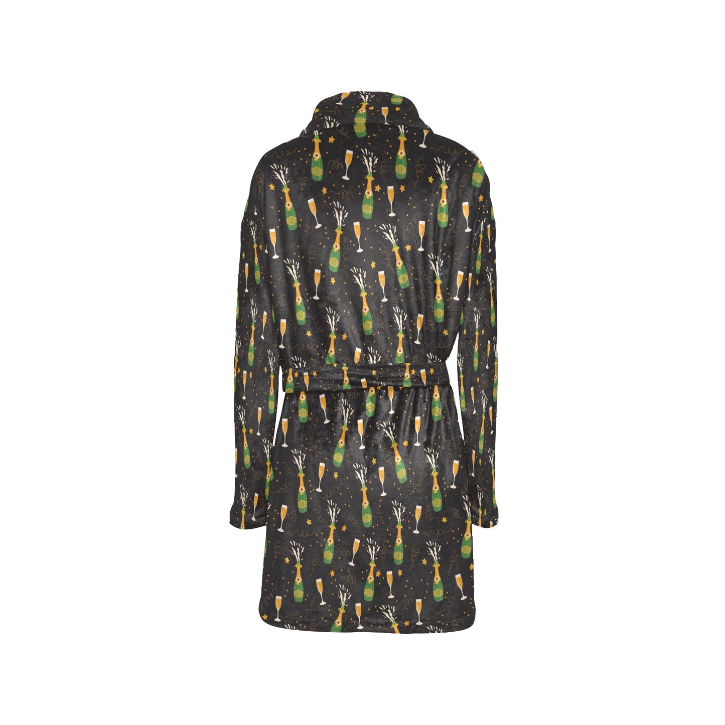 Champagne Pattern Print Design 04 Women's Fleece Robe