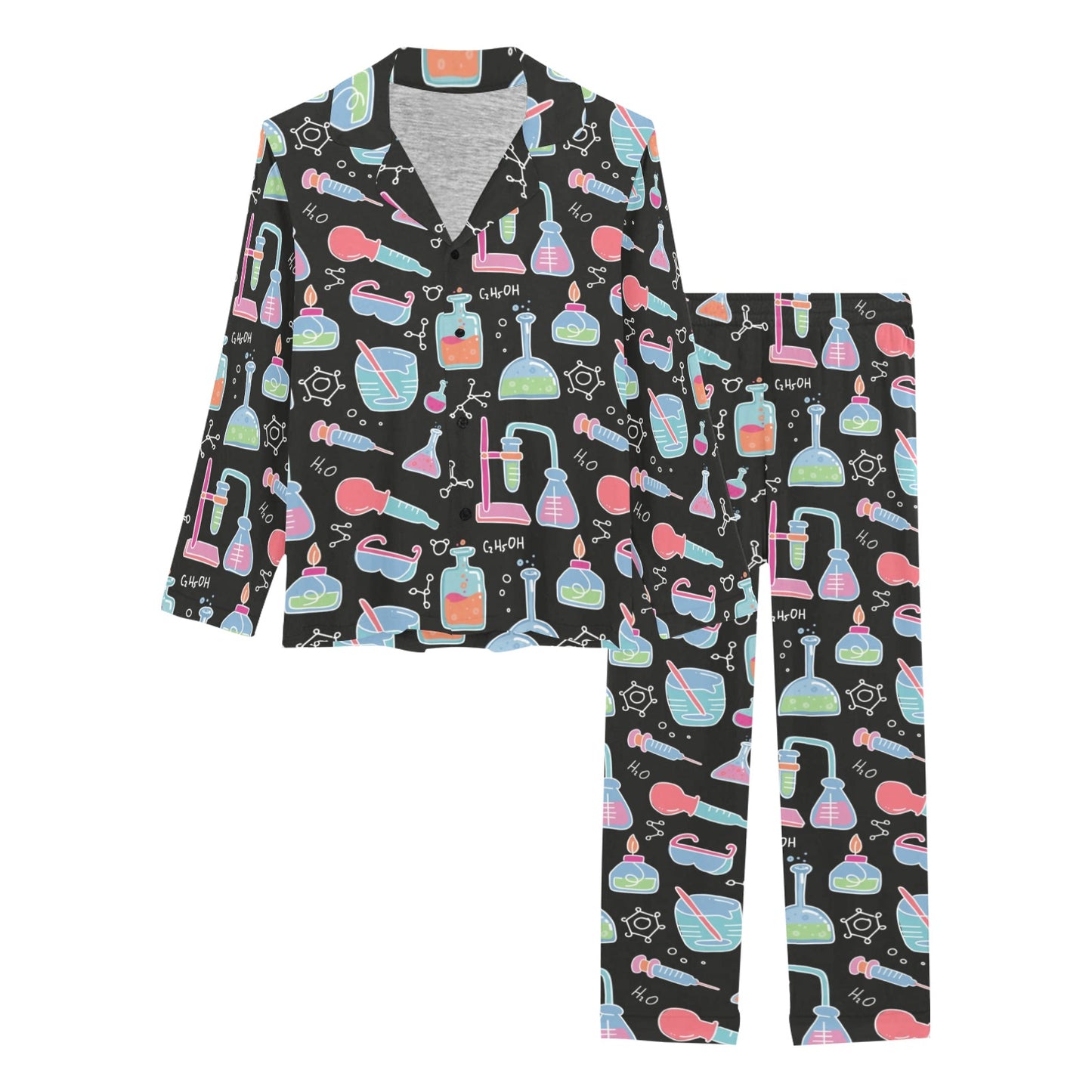 Chemical Pattern Print Design 06 Women's Long Pajama Set