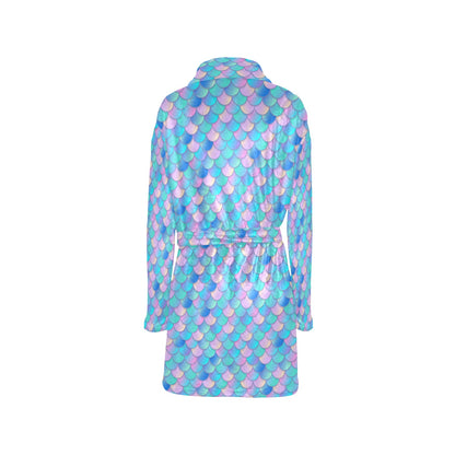 Mermaid Scales Pastel Pattern Print Design 07 Women's Fleece Robe