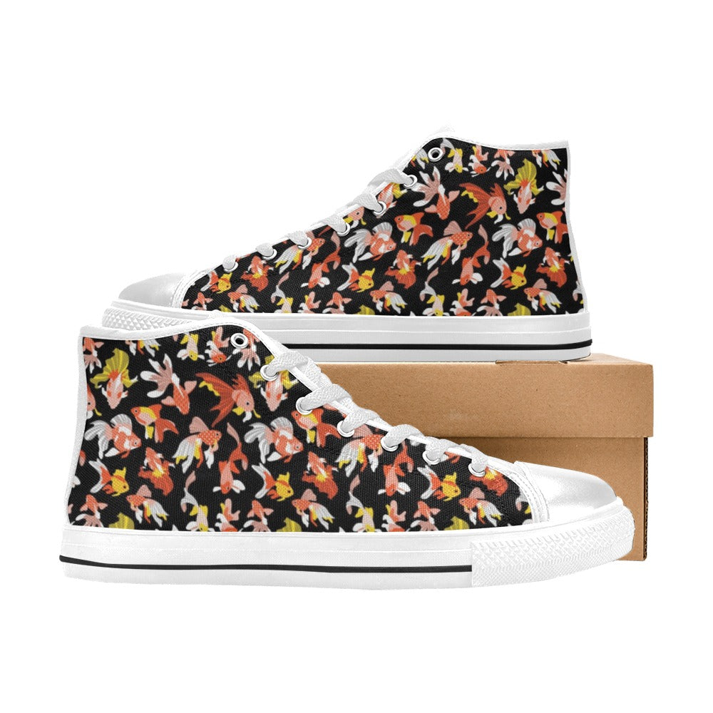 Goldfish Print Design LKS401 Men's High Top Canvas Shoes
