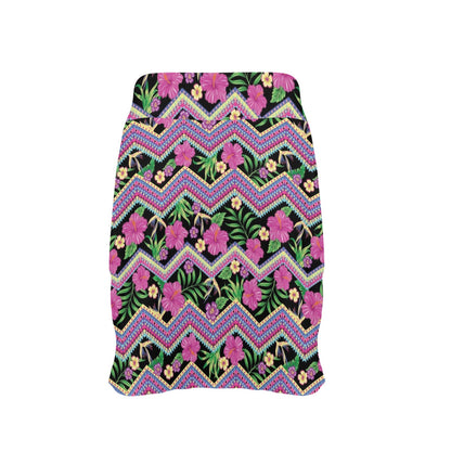 Hibiscus Pink Zigzag Line Pattern Design LKS307 17" Golf & Pickleball Skort with Pockets