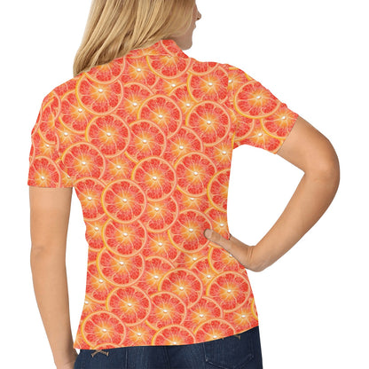 Grapefruit Pattern Print Design GF06 Women's Polo Shirt