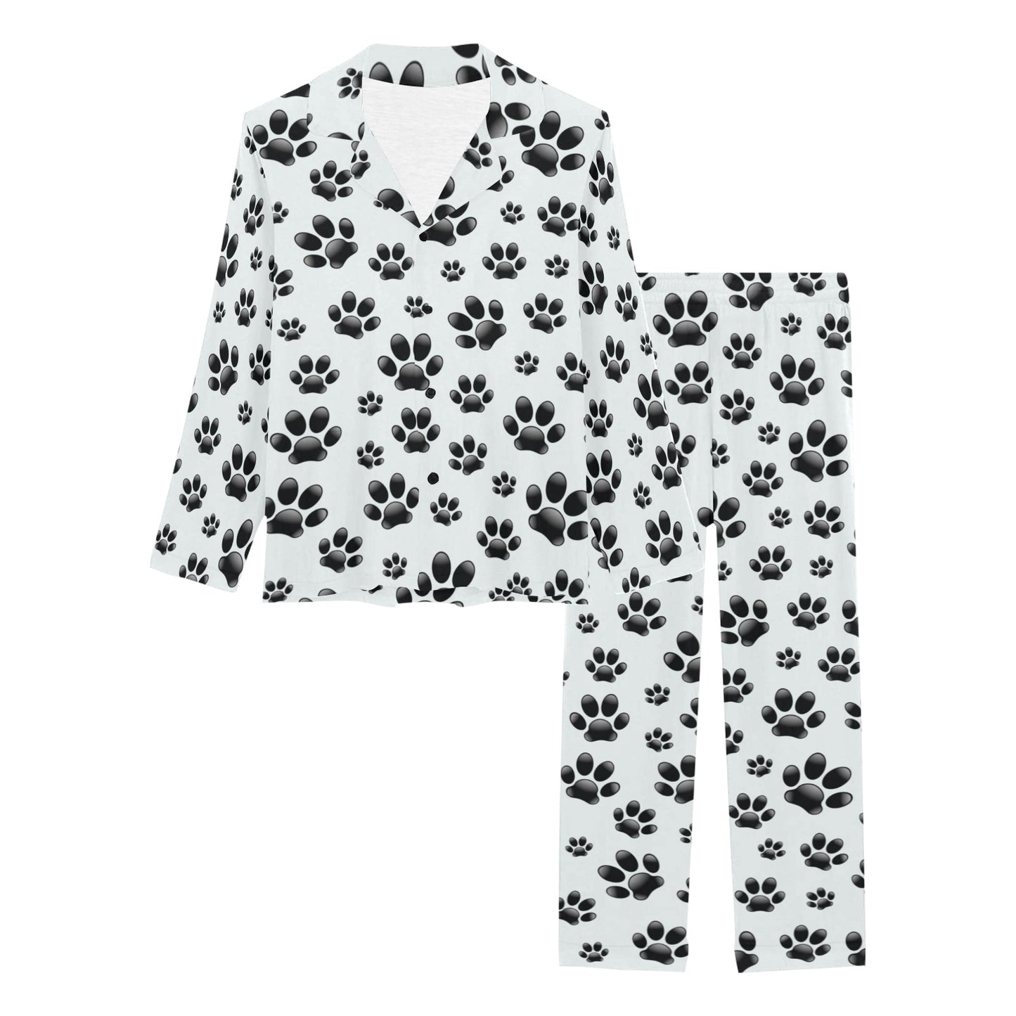 Paw Themed Print Women's Long Pajama Set