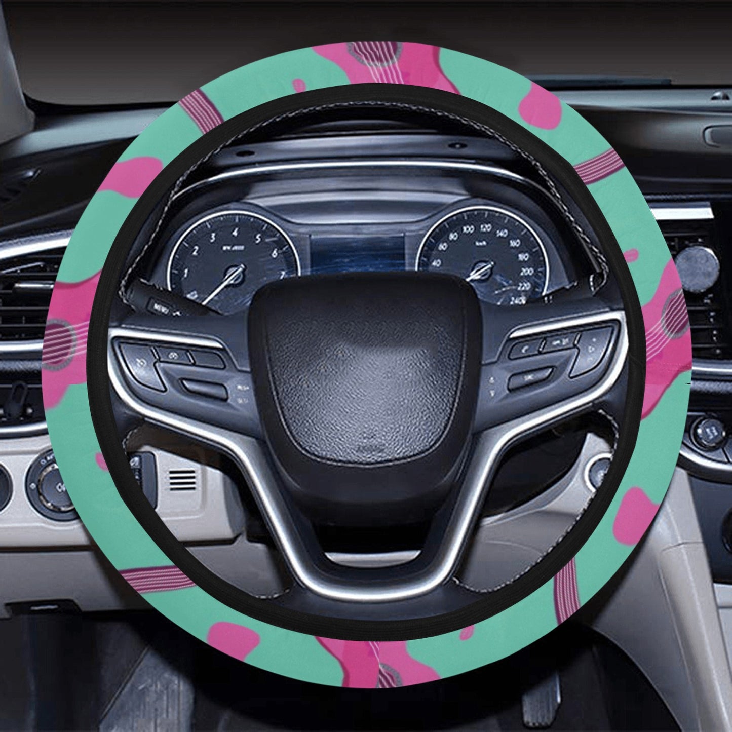 Acoustic Guitar Print Design LKS405 Steering Wheel Cover with Elastic Edge