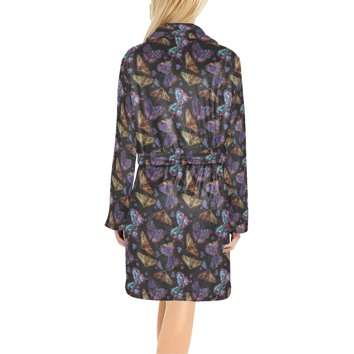 Butterfly Pattern Print Design 013 Women's Fleece Robe
