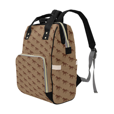 Horse Brown Print Design LKS307 Diaper Bag Backpack