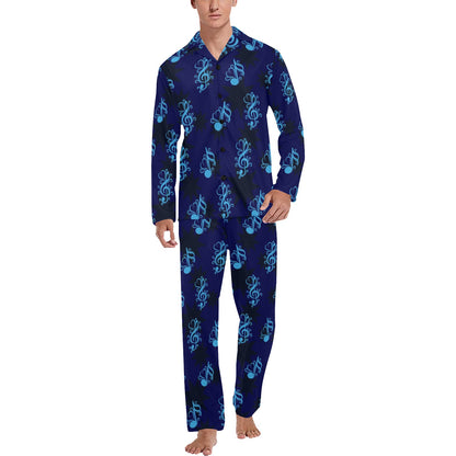 Music note Pattern Print Design A04 Men's Long Pajama Set