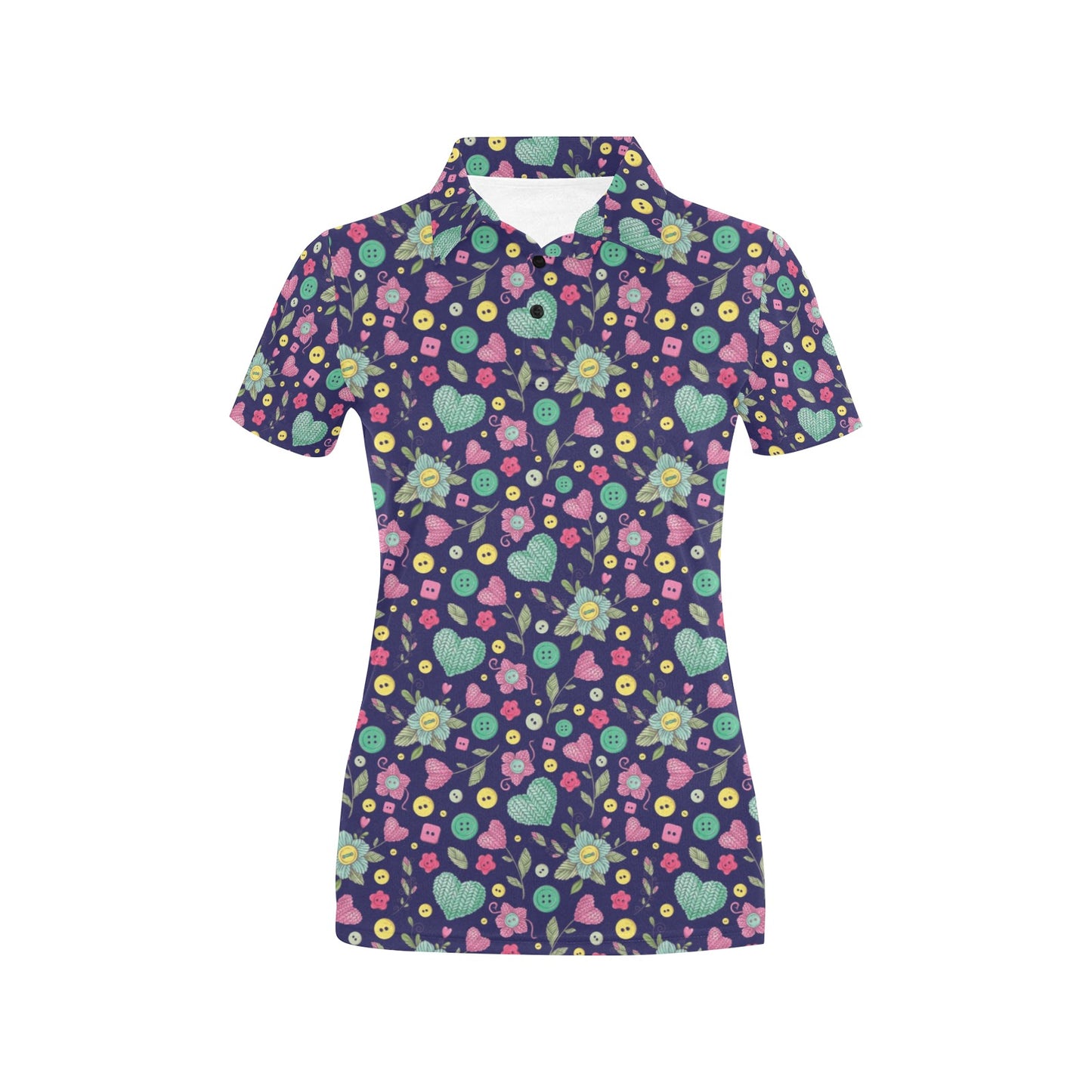Crochet Pattern Print Design 02 Women's Polo Shirt
