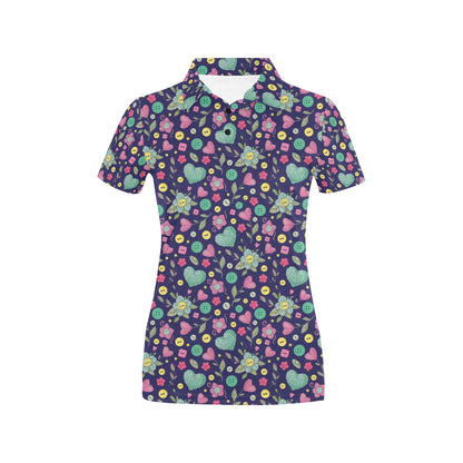 Crochet Pattern Print Design 02 Women's Polo Shirt