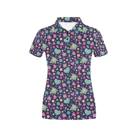 Crochet Pattern Print Design 02 Women's Polo Shirt