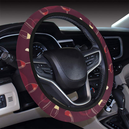 Wine Themed Print Design LKS302 Steering Wheel Cover with Elastic Edge