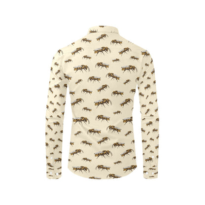 Bee Print Design LKS306 Men's Long Sleeve Dress Shirt