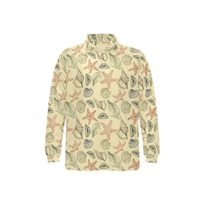 Seashell Print Design LKS305 Long Sleeve Polo Shirt For Men's