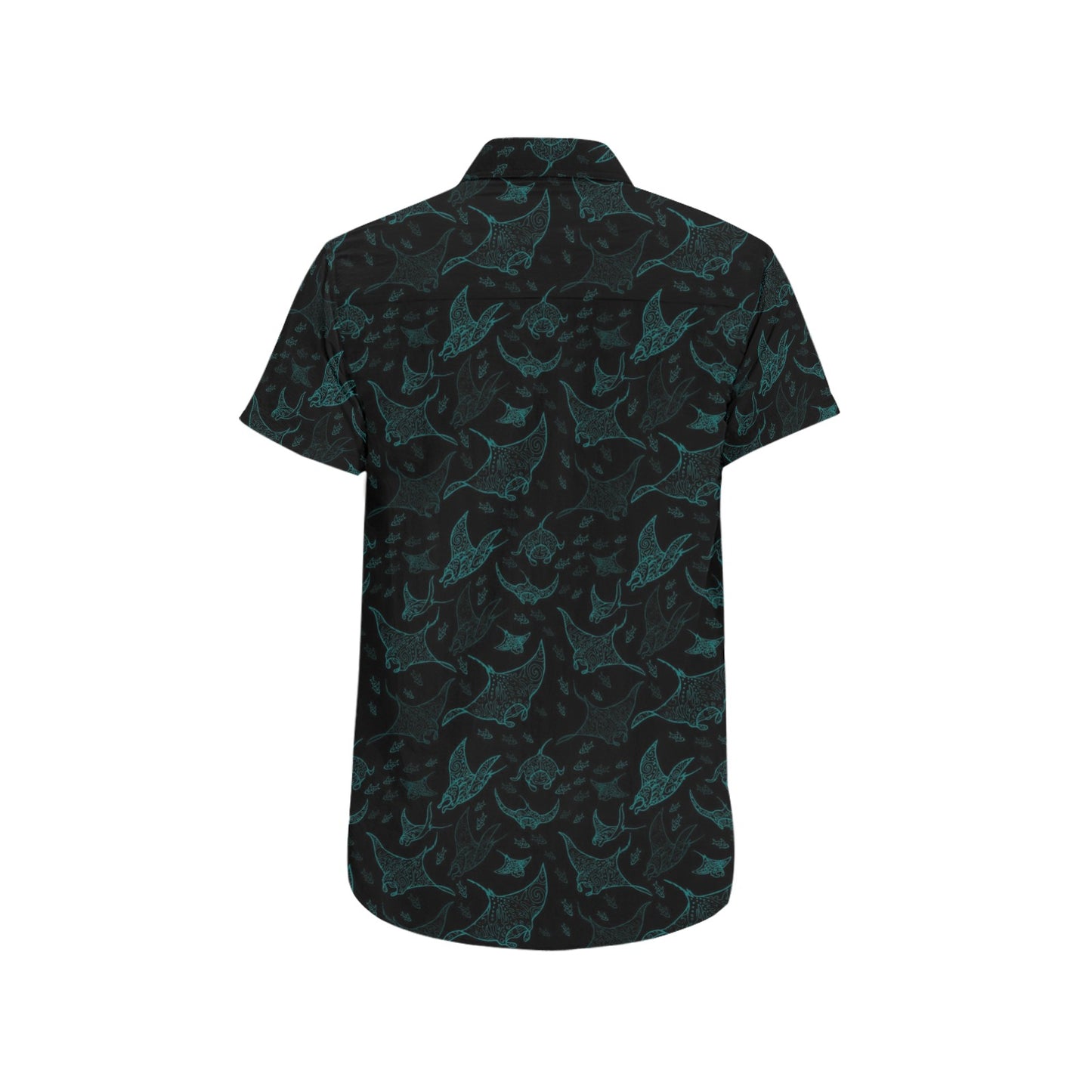 Manta Ray Print Design LKS402 Men Short Sleeve Button Up Shirt