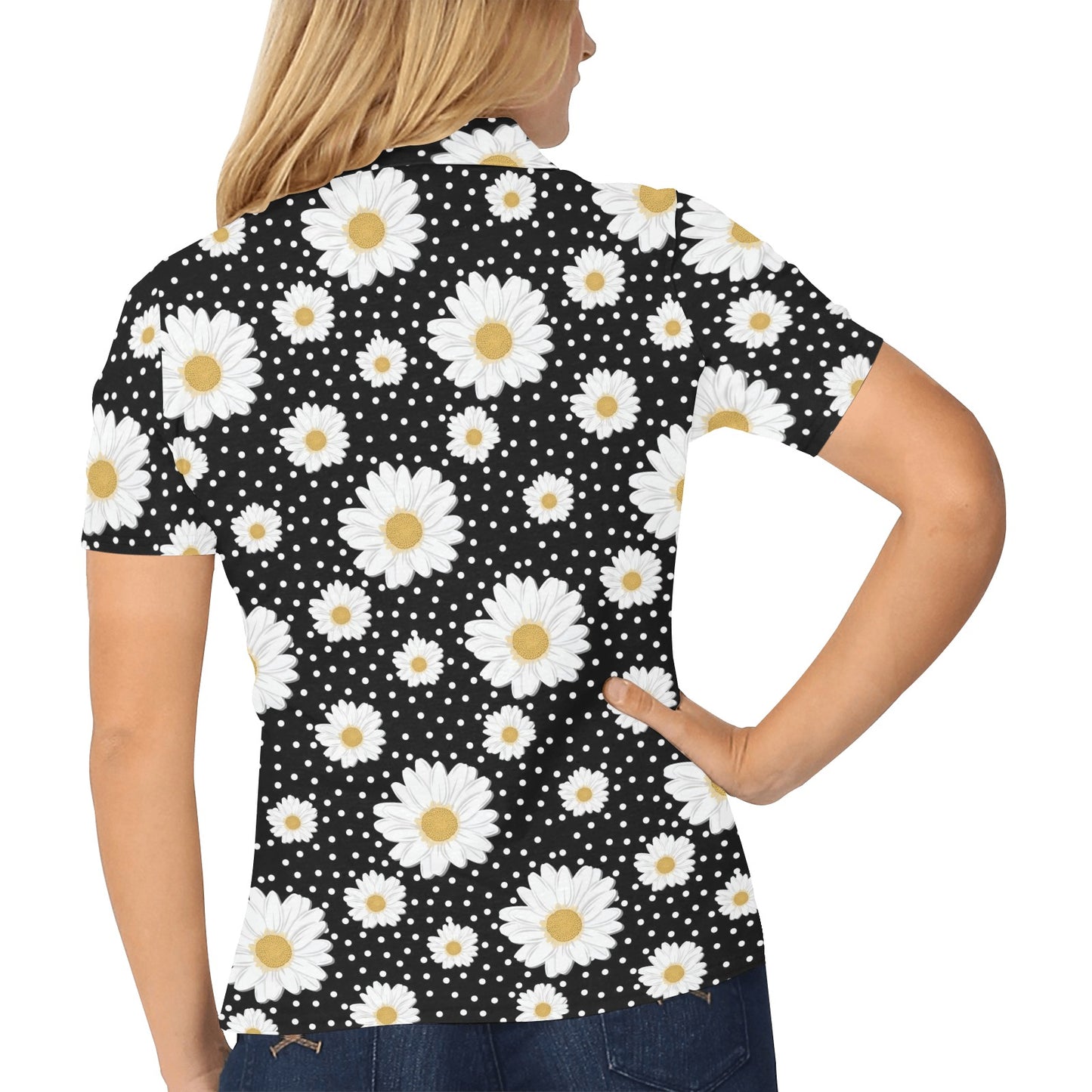 Daisy Pattern Print Design DS02 Women's Polo Shirt