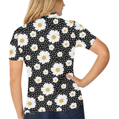 Daisy Pattern Print Design DS02 Women's Polo Shirt