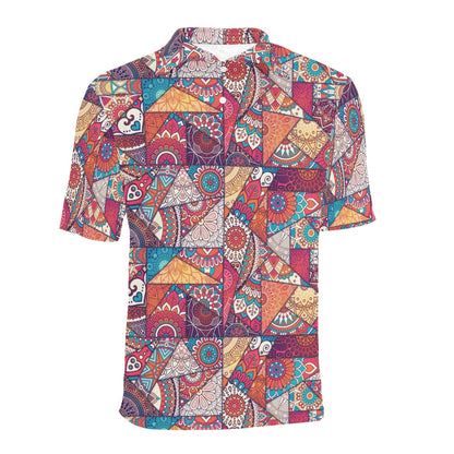 Patchwork Print Design LKS401 Men Polo Shirt