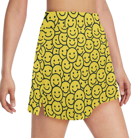 Smiley Face Emoji Print Design LKS302 17" Golf & Pickleball Skort with Pockets