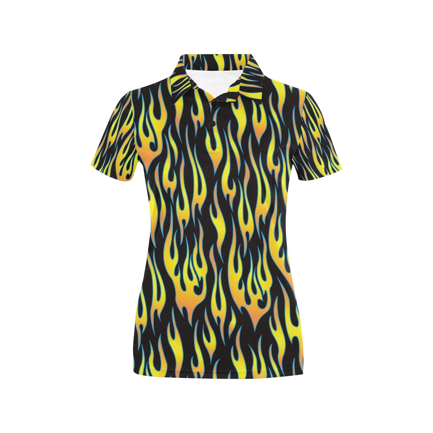 Flame Fire Yellow Pattern Women's Polo Shirt