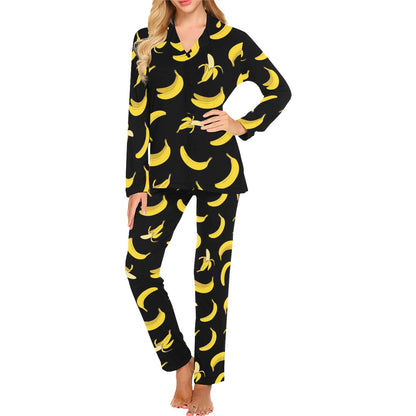 Banana Pattern Print Design BA05 Women's Long Pajama Set