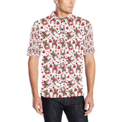 Silky Terriers Heart Print Design LKS302 Men Polo Shirt