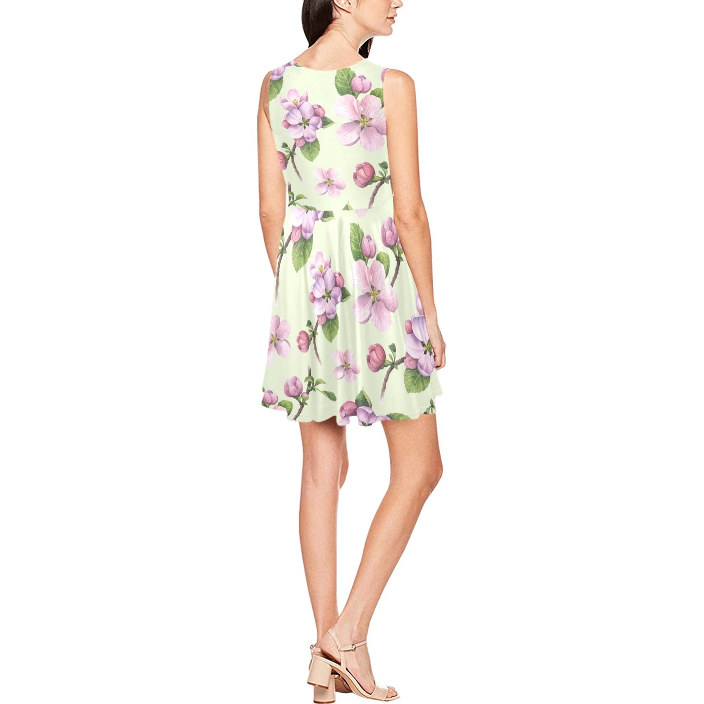 Apple blossom Pattern Print Design AB05 Sleeveless Dress