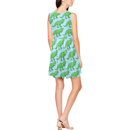 T Rex Pattern Print Design A01 Sleeveless Dress
