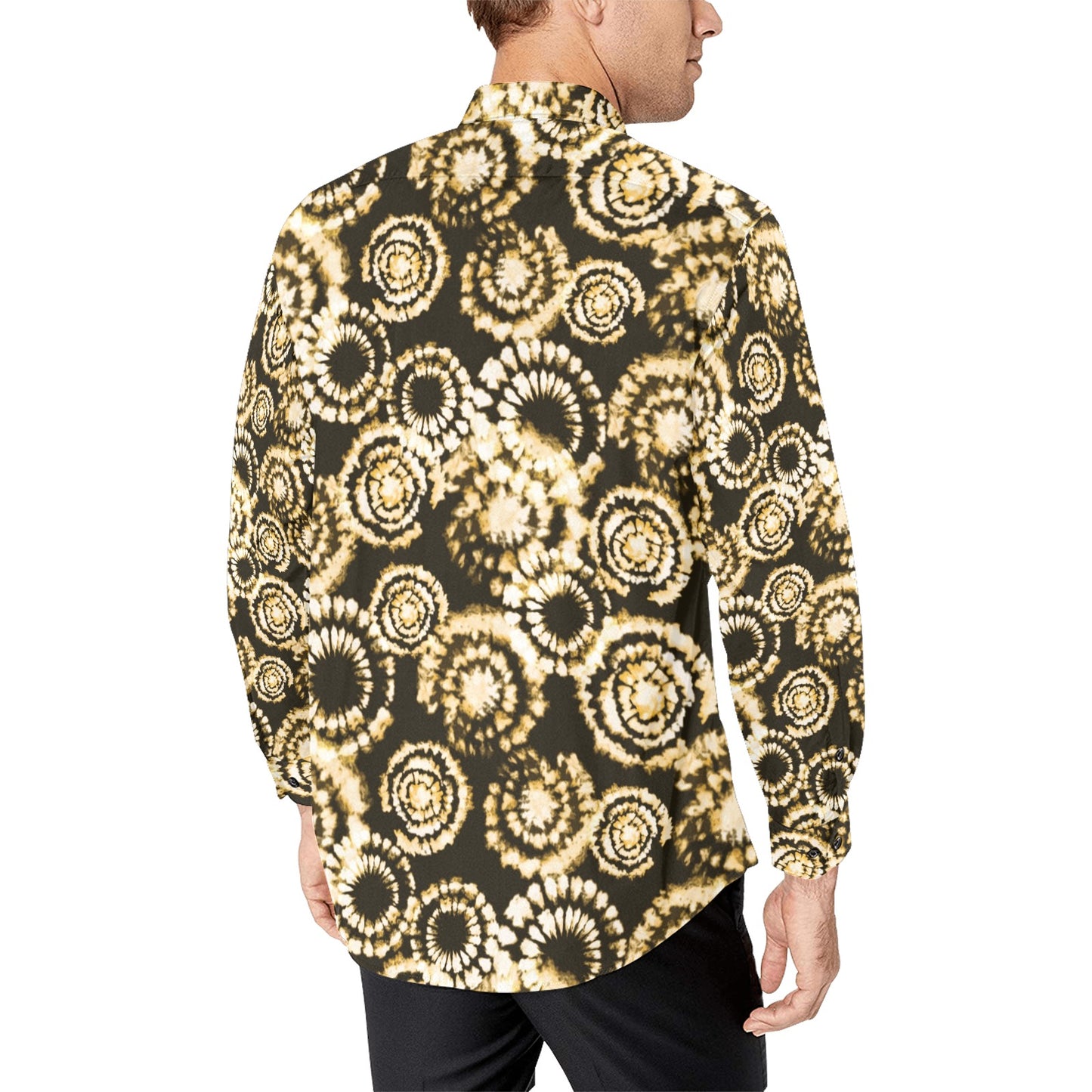 Tie Dye Print Design LKS307 Men's Long Sleeve Dress Shirt