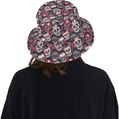 Sugar Skull Print Design LKS303 Unisex Bucket Hat