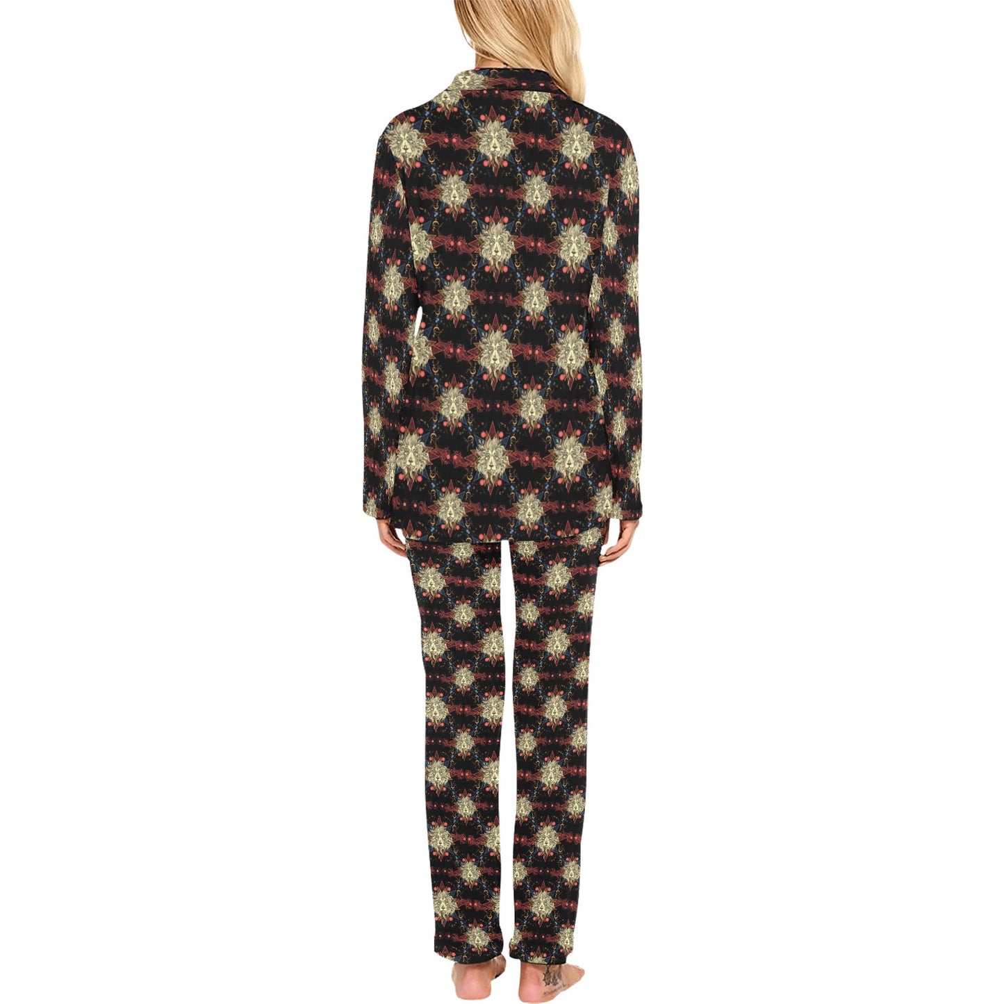 Zodiac Leo Pattern Design Print Women's Long Pajama Set