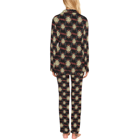 Zodiac Leo Pattern Design Print Women's Long Pajama Set