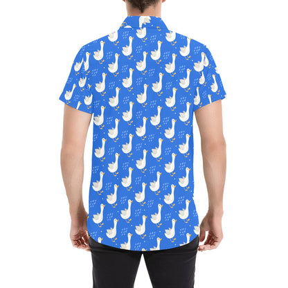 Goose Print Design LKS402 Men Short Sleeve Button Up Shirt