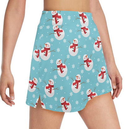 Snowman Print Design LKS304 17" Golf & Pickleball Skort with Pockets