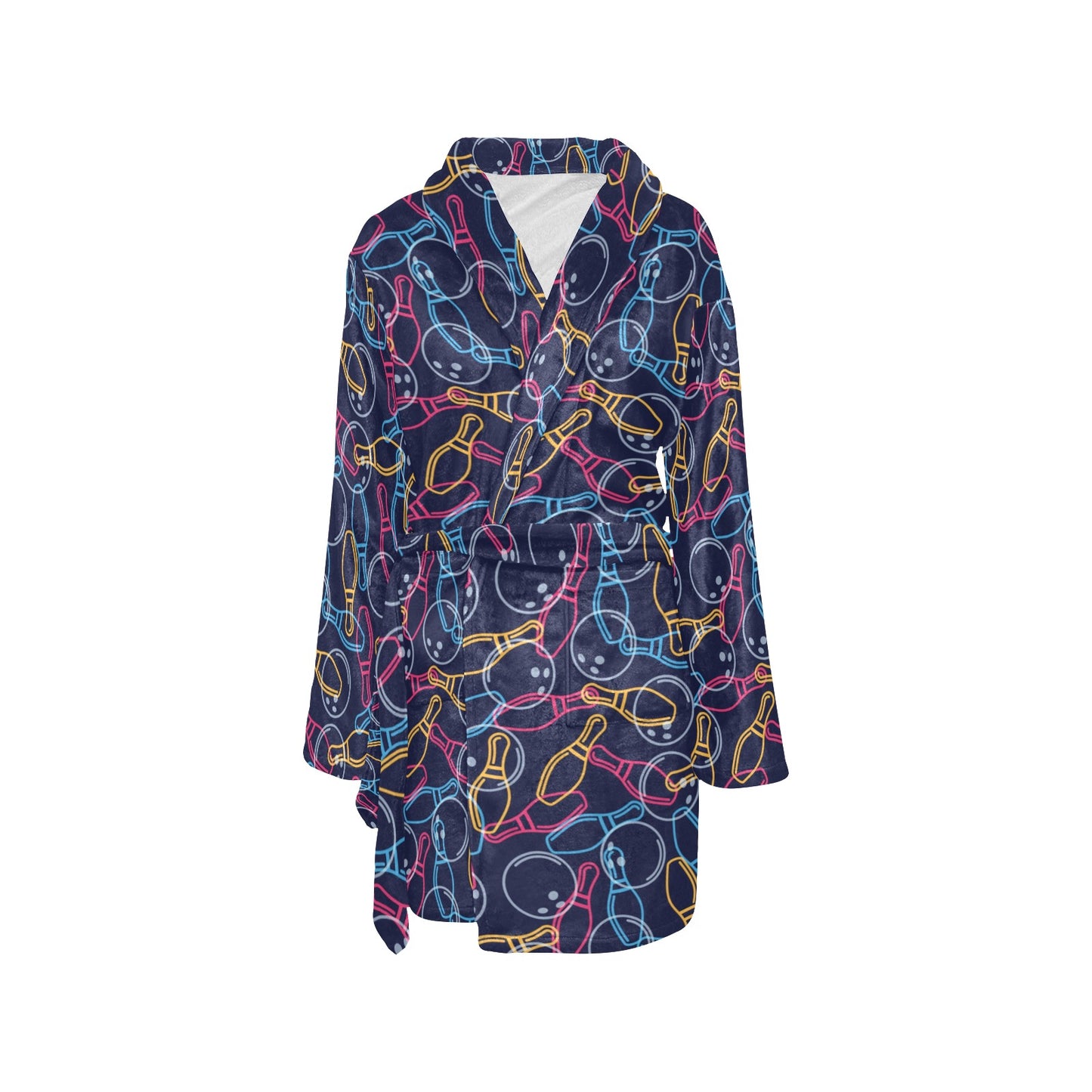Bowling Pattern Print Design 07 Women's Fleece Robe