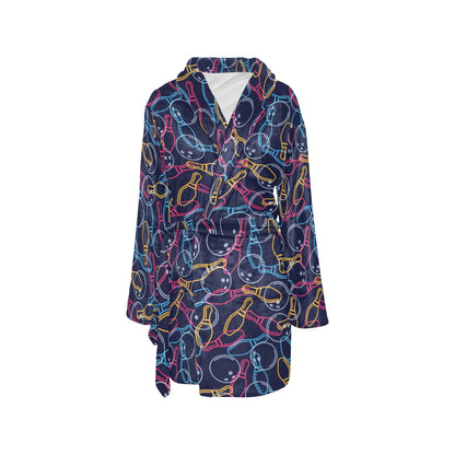 Bowling Pattern Print Design 07 Women's Fleece Robe
